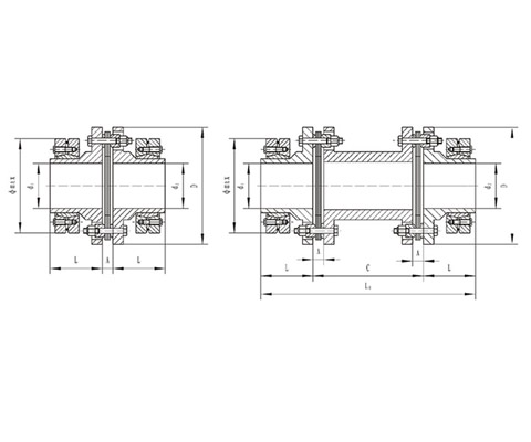 DJM、SJM型鎖緊盤(pán)式單型彈性膜片聯(lián)軸器
